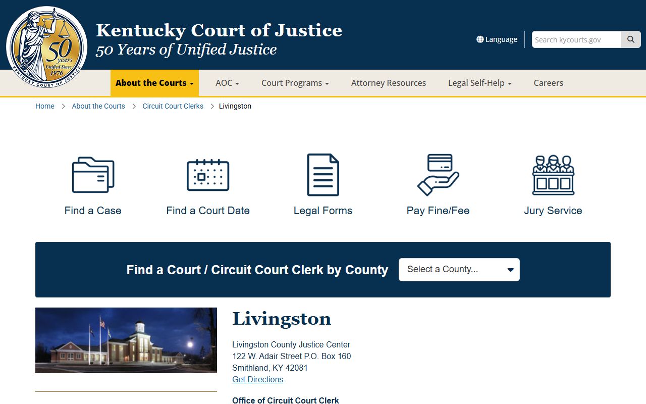 Livingston County court records after arrest Justice Center information